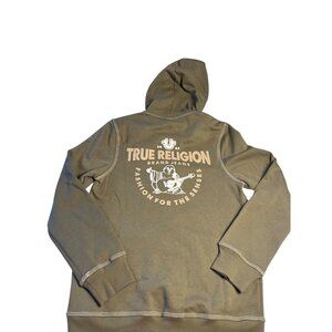 NWT-True Religion Mens Kalamata Green Buddha Full Zip Hoodie Sweatshirt S